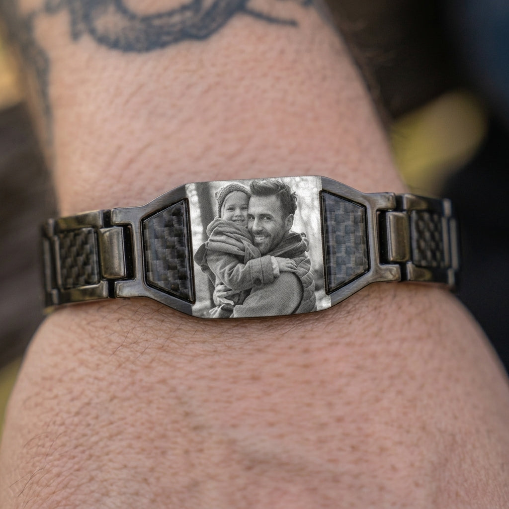 Custom Photo Stainless Steel Men’s ID Bracelet Gift
