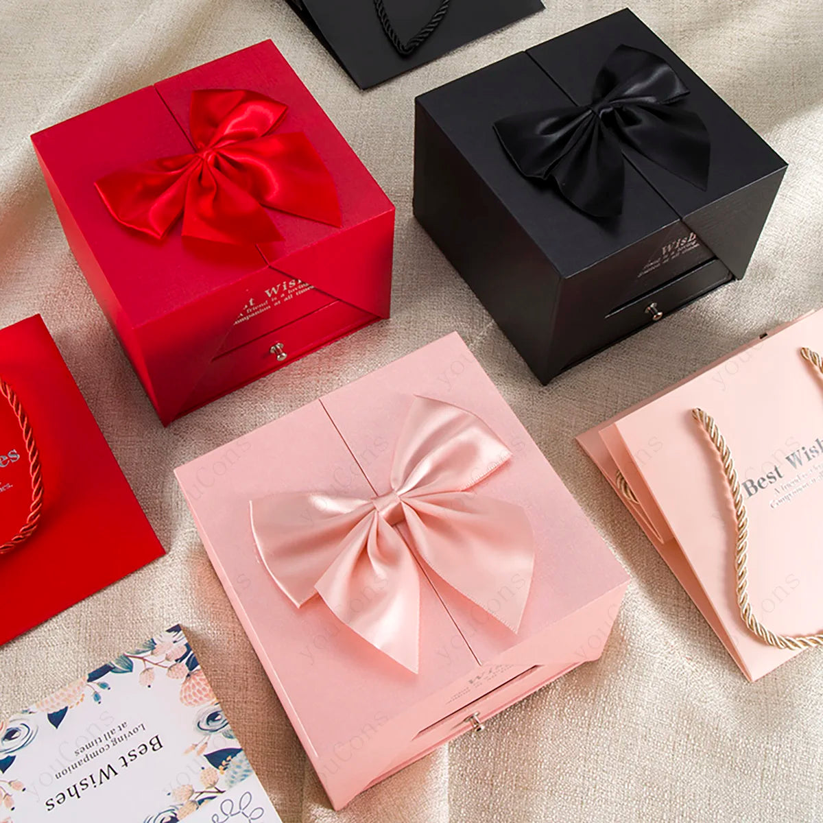 Heart Zircon Pendant Necklace With Rose Bow Gift Box