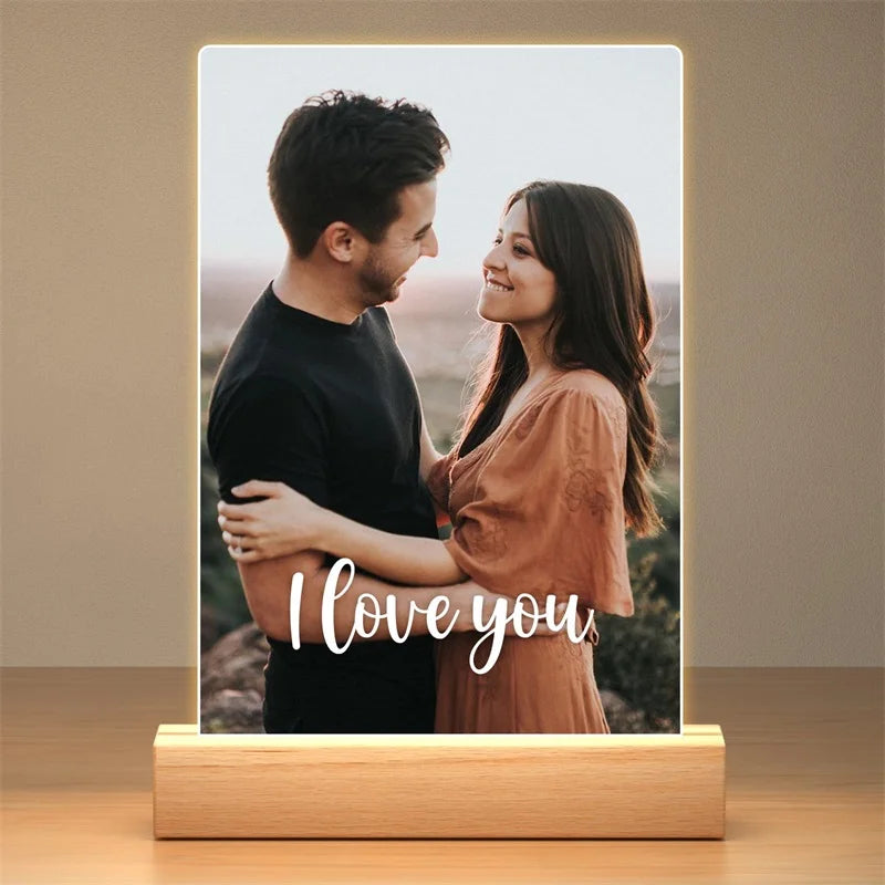 1 Photo Metal Color Personalized Acrylic Photo Frame With Night Light Gift