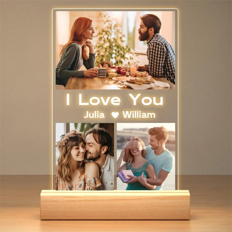 Personalized Acrylic Photo Frame With Night Light Gift