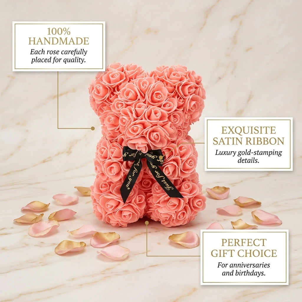 Artificial Rose Teddy Bear Gift For Mom And Home Decor