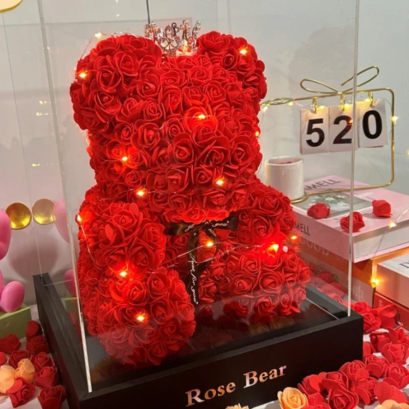 Artificial Rose Teddy Bear Gift For Mom And Home Decor