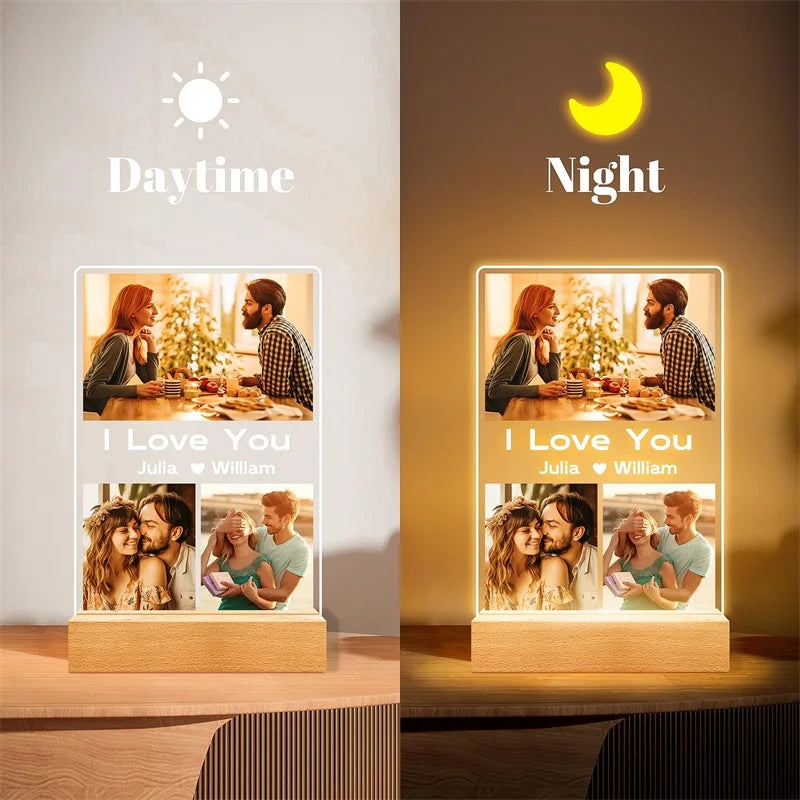 Personalized Acrylic Photo Frame With Night Light Gift
