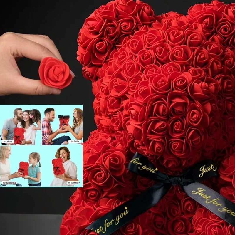 Artificial Rose Teddy Bear Gift For Mom And Home Decor