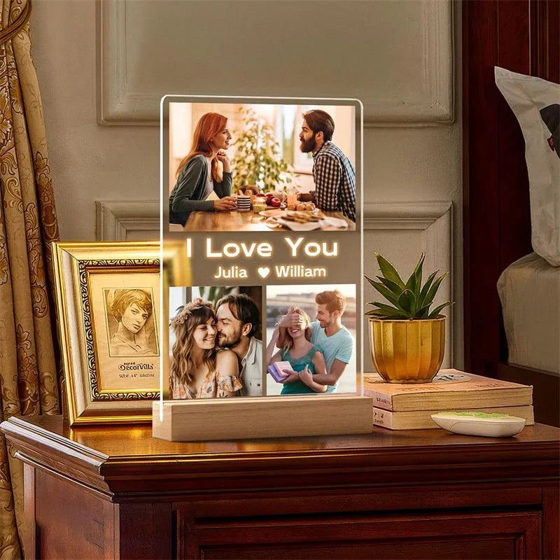 Personalized Acrylic Photo Frame With Night Light Gift