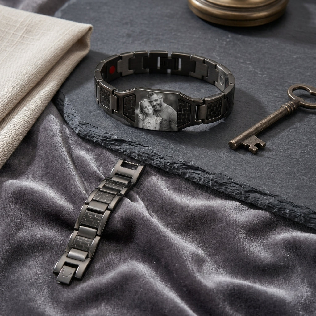 Custom Photo Stainless Steel Men’s ID Bracelet Gift