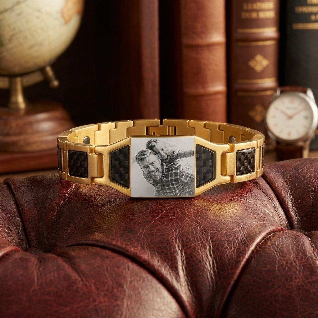 Custom Photo Stainless Steel Men’s ID Bracelet Gift