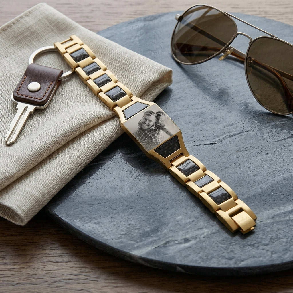 Custom Photo Stainless Steel Men’s ID Bracelet Gift