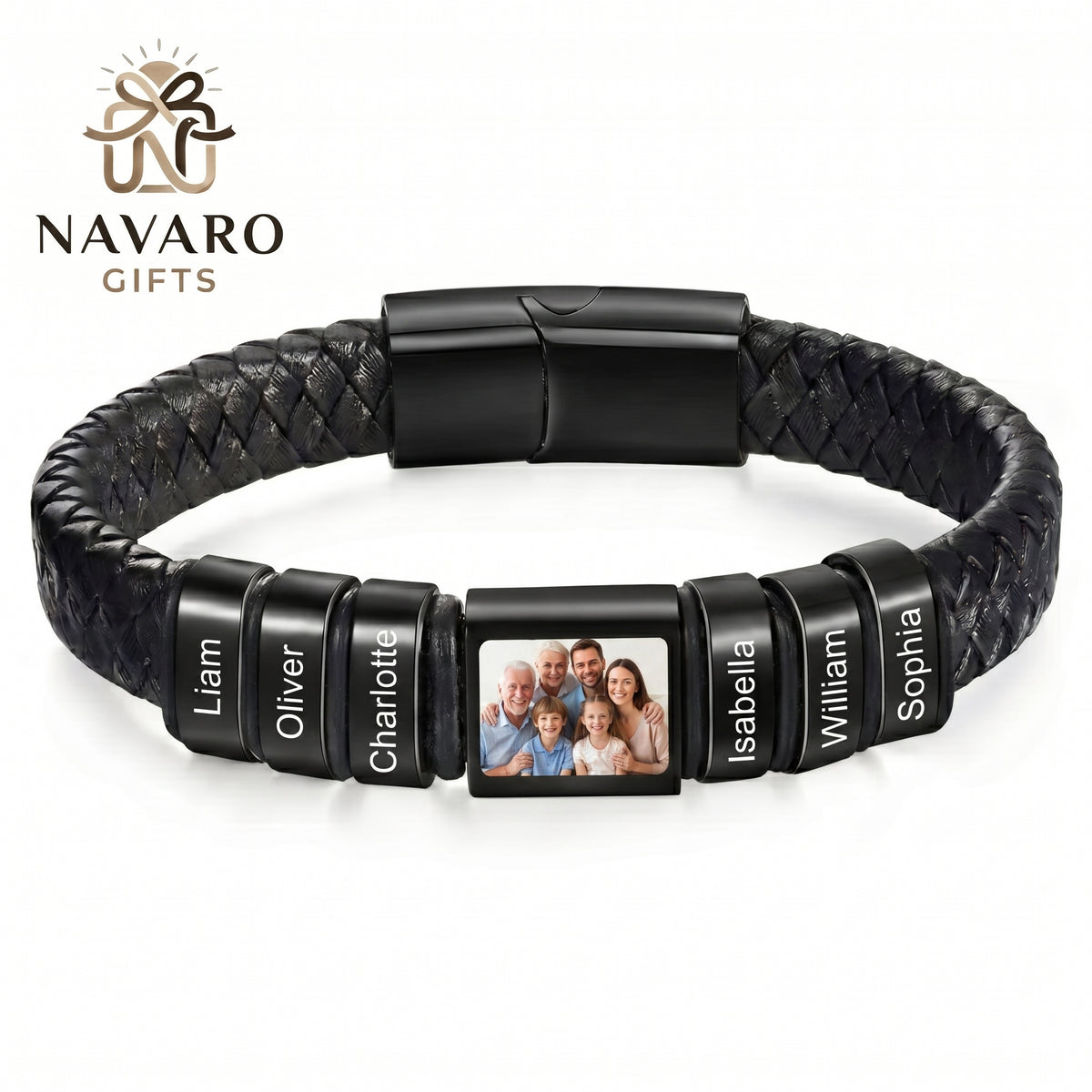 Men’s Custom Photo Leather Bracelet With Engraved Name