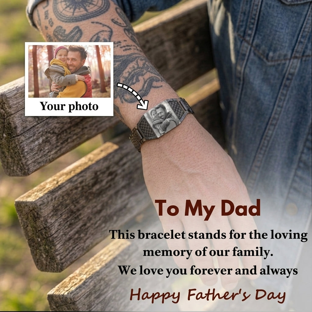 Custom Photo Stainless Steel Men’s ID Bracelet Gift